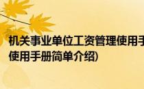 机关事业单位工资管理使用手册(对于机关事业单位工资管理使用手册简单介绍)