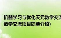 机器学习与优化天元数学交流项目(对于机器学习与优化天元数学交流项目简单介绍)