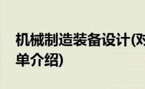 机械制造装备设计(对于机械制造装备设计简单介绍)