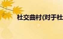 杜交曲村(对于杜交曲村简单介绍)