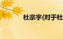 杜宗宇(对于杜宗宇简单介绍)