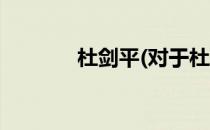 杜剑平(对于杜剑平简单介绍)