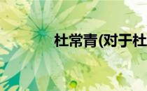 杜常青(对于杜常青简单介绍)