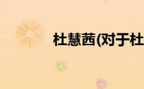 杜慧茜(对于杜慧茜简单介绍)
