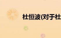 杜恒波(对于杜恒波简单介绍)