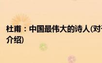 杜甫：中国最伟大的诗人(对于杜甫：中国最伟大的诗人简单介绍)