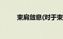 束肩敛息(对于束肩敛息简单介绍)
