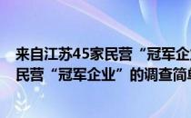 来自江苏45家民营“冠军企业”的调查(对于来自江苏45家民营“冠军企业”的调查简单介绍)
