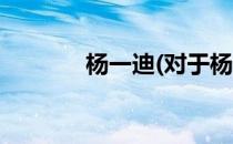 杨一迪(对于杨一迪简单介绍)