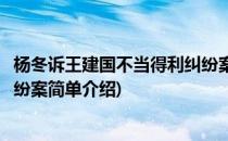 杨冬诉王建国不当得利纠纷案(对于杨冬诉王建国不当得利纠纷案简单介绍)