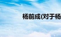 杨前成(对于杨前成简单介绍)