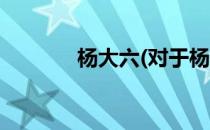杨大六(对于杨大六简单介绍)