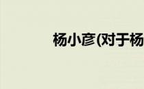 杨小彦(对于杨小彦简单介绍)