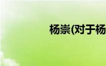 杨崇(对于杨崇简单介绍)