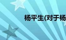 杨平生(对于杨平生简单介绍)