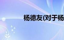 杨德友(对于杨德友简单介绍)