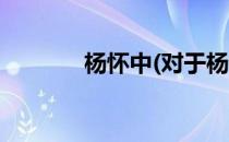 杨怀中(对于杨怀中简单介绍)