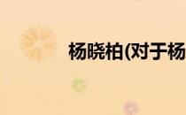 杨晓柏(对于杨晓柏简单介绍)