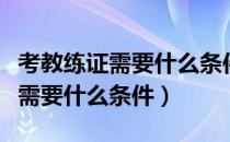 考教练证需要什么条件驾龄是多久（考教练证需要什么条件）