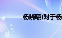 杨晓曦(对于杨晓曦简单介绍)