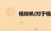 杨晓帆(对于杨晓帆简单介绍)