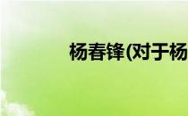 杨春锋(对于杨春锋简单介绍)