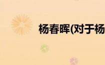 杨春晖(对于杨春晖简单介绍)