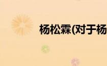 杨松霖(对于杨松霖简单介绍)
