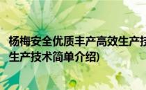 杨梅安全优质丰产高效生产技术(对于杨梅安全优质丰产高效生产技术简单介绍)