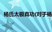 杨氏太极真功(对于杨氏太极真功简单介绍)