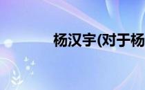 杨汉宇(对于杨汉宇简单介绍)