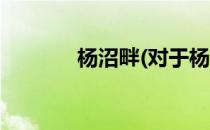 杨沼畔(对于杨沼畔简单介绍)