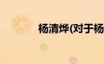 杨清烨(对于杨清烨简单介绍)