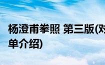 杨澄甫拳照 第三版(对于杨澄甫拳照 第三版简单介绍)