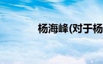 杨海峰(对于杨海峰简单介绍)