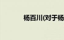 杨百川(对于杨百川简单介绍)