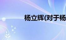 杨立辉(对于杨立辉简单介绍)