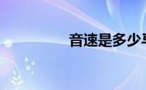 音速是多少马赫（音速）