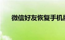 微信好友恢复手机版（微信好友恢复）