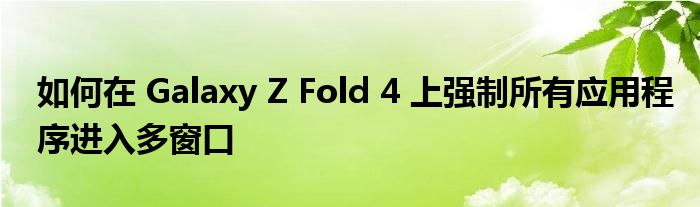 如何在 Galaxy Z Fold 4 上强制所有应用程序进入多窗口